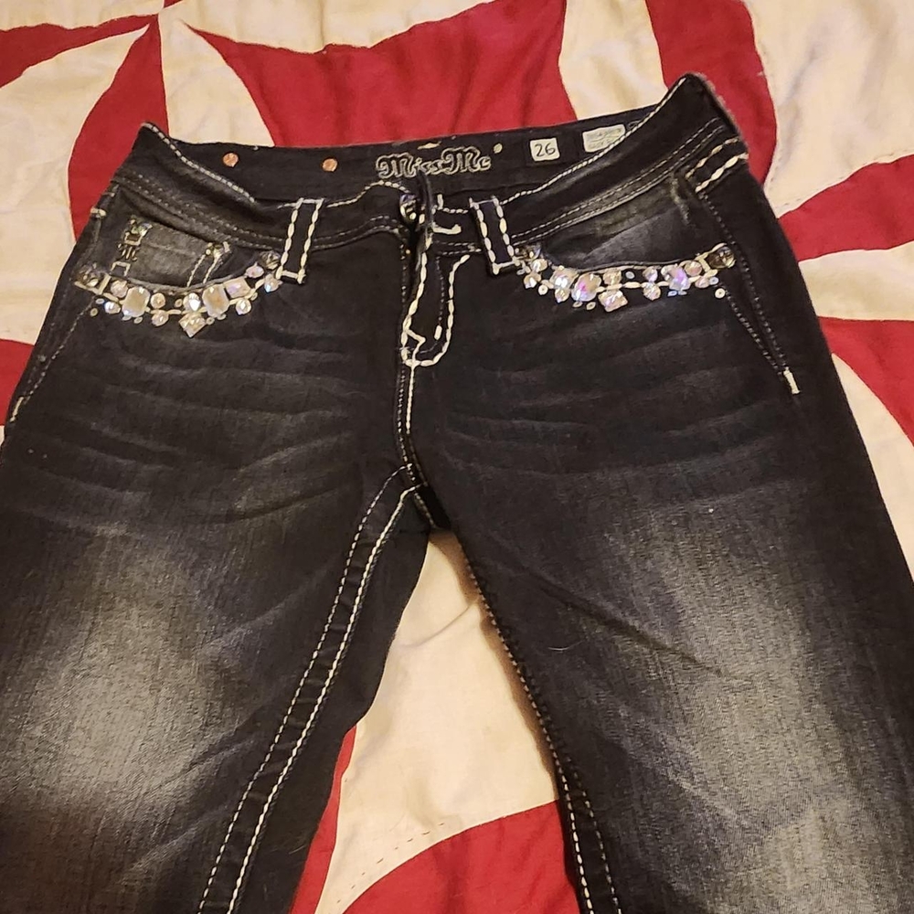 Miss Me Black Skinny Jeans with Embroidery